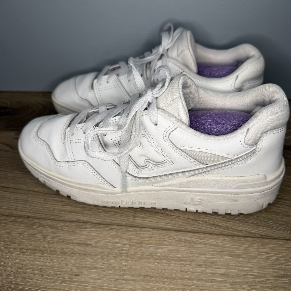 New Balance 550 Men’s Size 6.5 US Triple White Leather Athletic Shoes GSB550WW